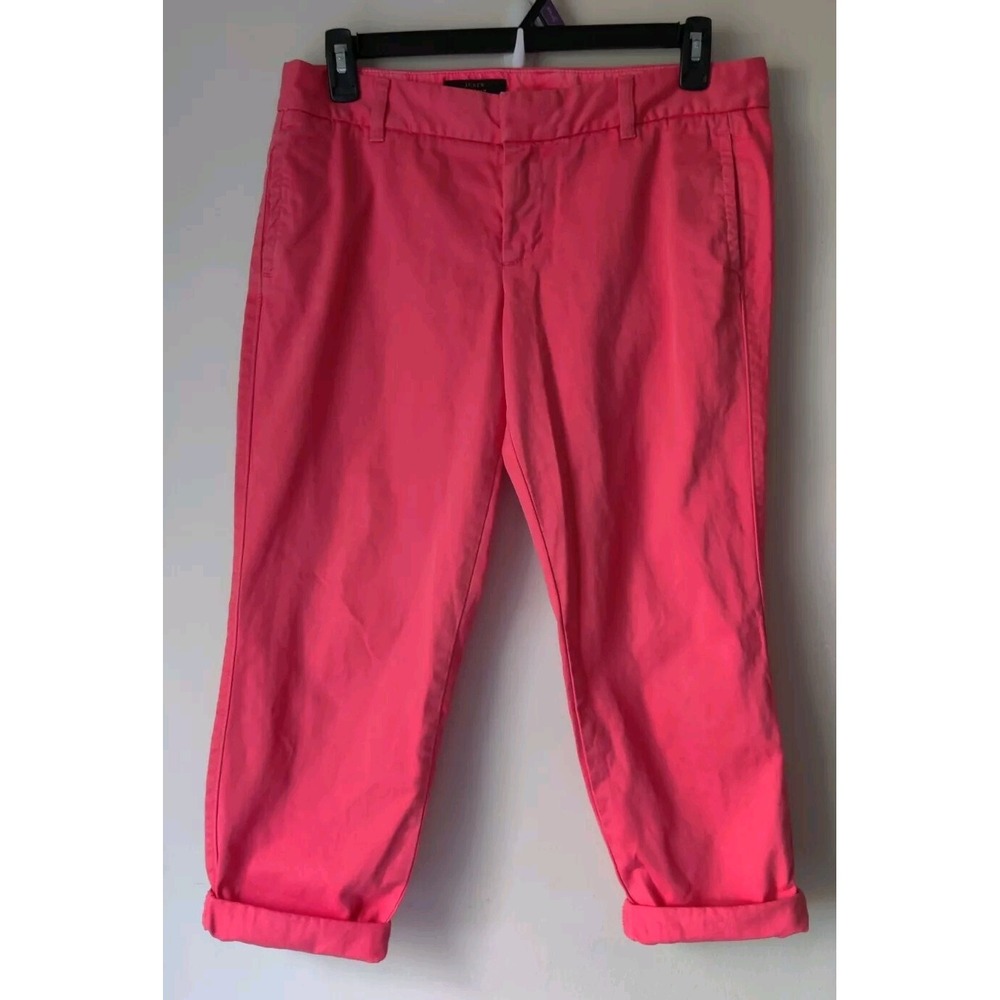 J Crew Scout Women's Cuffed Capri Pants‎ Size 10 Coral/Pink